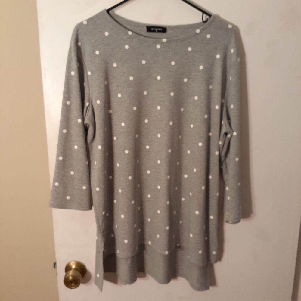 Botanique Top 1X  Polka Dot Gray Sweatshirt Or Long Sleeve T-shirt Tunic Shirt
